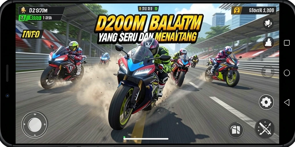 Tampilan menarik dari gameplay balap motor D200M.