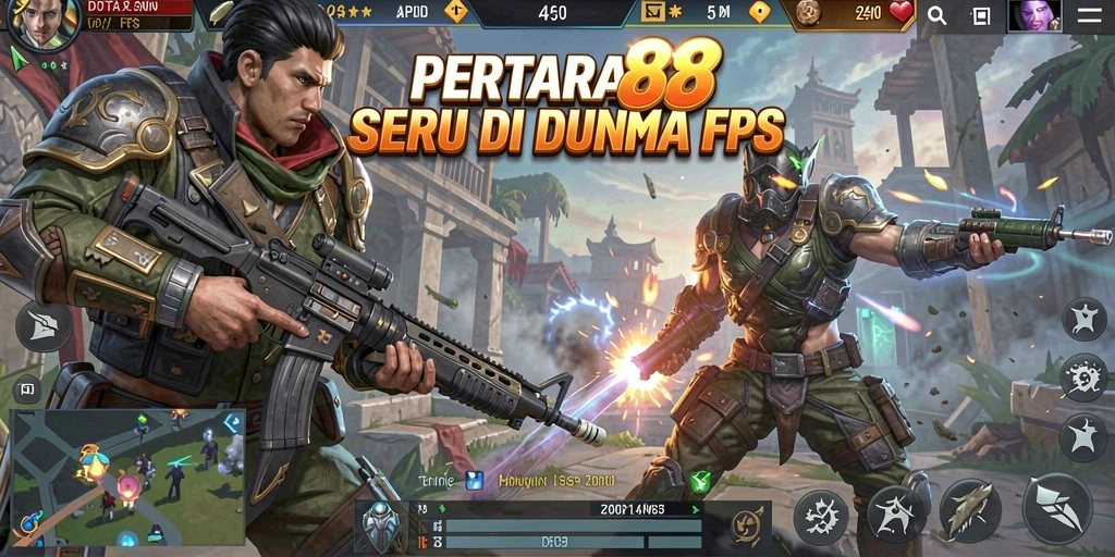 Screenshot gameplay DOTA88 menunjukkan aksi tembak-menembak yang mendebarkan.