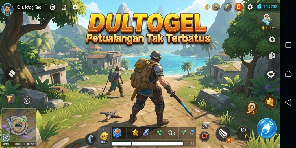 Screenshot gameplay DULTOGEL menampilkan petualangan di dunia terbuka.