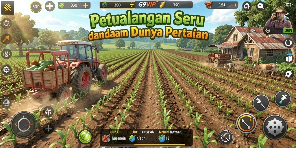 Tampilan gameplay seru G9VIP dalam dunia pertanian.