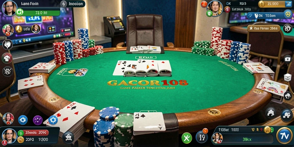 Tampilan gameplay seru GACOR108 dengan suasana Poker yang mendebarkan.