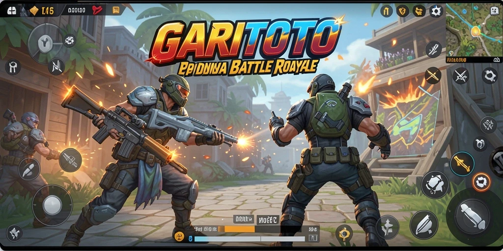 Tangkapan layar utama GARITOTO dengan aksi pertempuran mendebarkan.