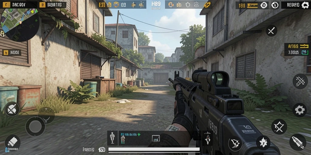 Screenshot gameplay H89 menampilkan aksi tembak-menembak yang mendebarkan.