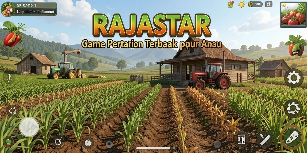 Screenshot utama RAJASTAR menampilkan gameplay pertanian yang seru.