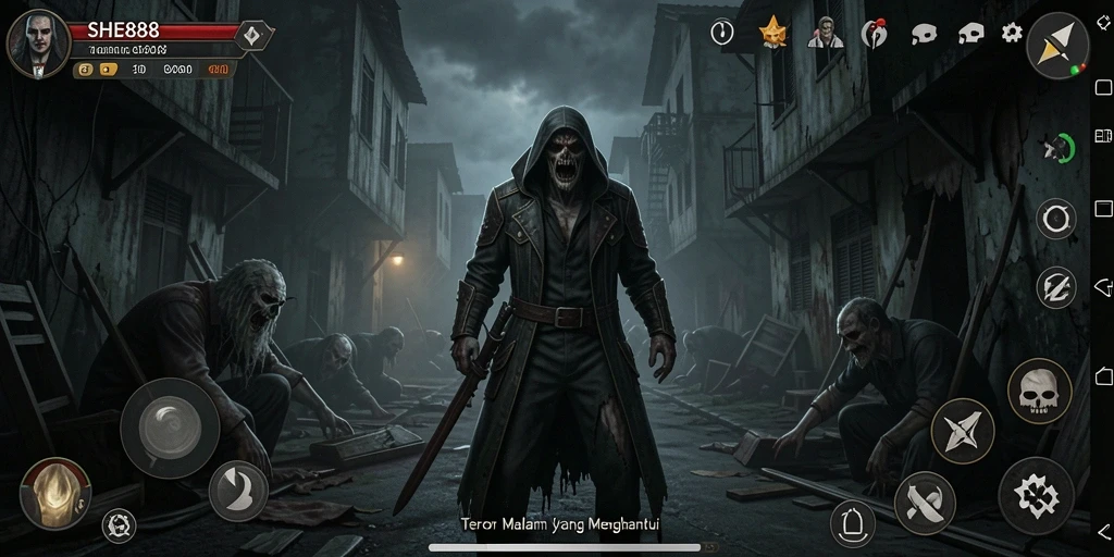 Tampilan gameplay menegangkan dari SHE888 yang penuh kengerian.