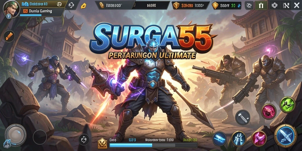 Screenshot menunjukkan aksi pertarungan intens di SURGA55.