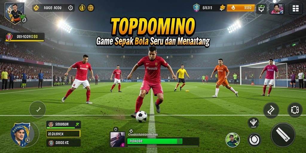Tampilkan gameplay seru di lapangan sepak bola dalam TOPDOMINO.